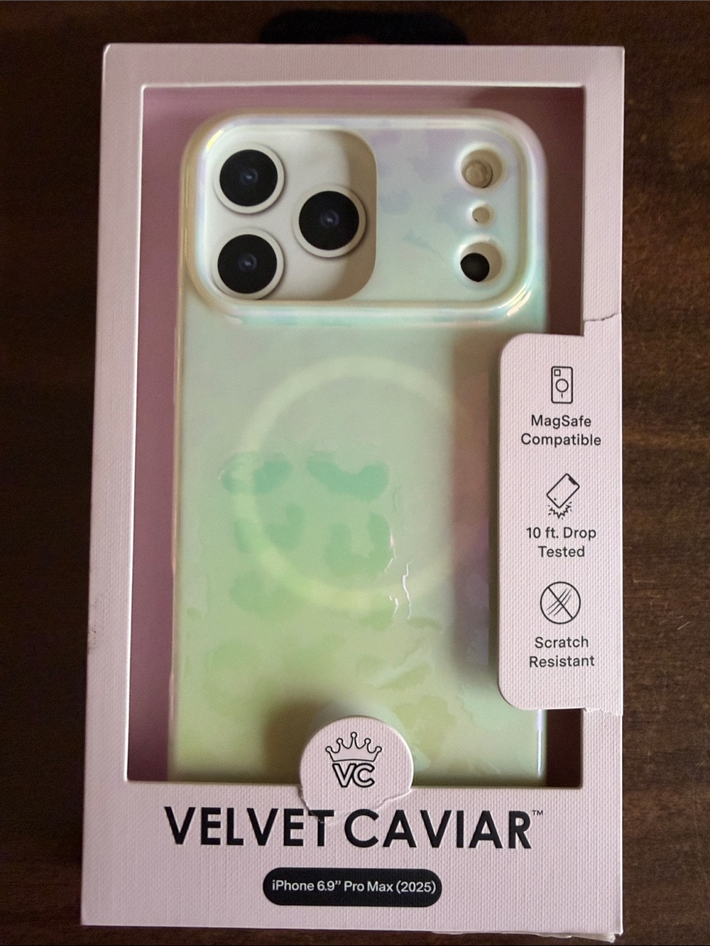 Velvet Caviar Iridescent Green Leopard Print iPhone Case